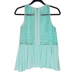 FINDERS KEEPERS Net Back Teal Blue Green Peplum Sleeveless Top Size XSmall
